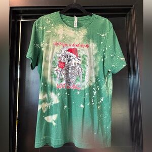 Green bleached Bella canvas Christmas tshirt size L